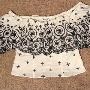 Express Women's Off-Shoulder Top with Black Embroidery